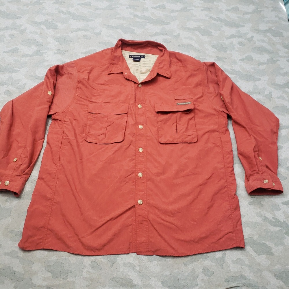 ExOfficio Shirt Mens 2XL Orange Long Sleeve Button-Up Fishing Outdoor Hiking